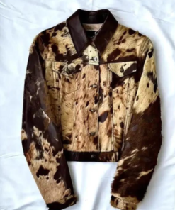 Cowhide Fur Brown Leather Jacket