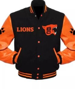 Cfl Team Bc Lions Black And Orange Varsity Jacket
