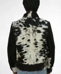 Cowhide Fur Black And White Leather Jacket