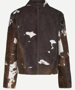 Cowhide Classic Brown And White Leather Jacket
