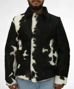 Cowhide Fur Black And White Leather Jacket