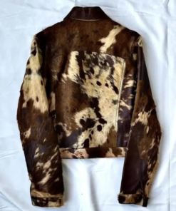 Cowhide Fur Brown Leather Jacket