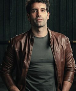 Gangs Of Galicia 2024 Tamar Novas Brown Leather Jacket