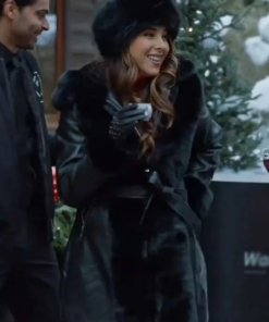 Daniella Monet Holiday Crashers 2024 Shearling Leather Coat
