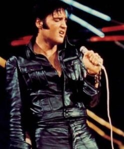 American Singer Elvis Presley Black Leather Jacket