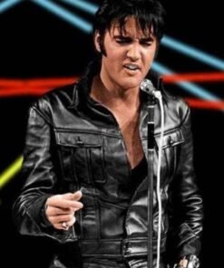 American Singer Elvis Presley Black Leather Jacket