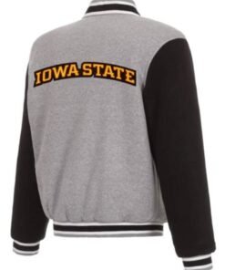 Gray Black NCCA Team Iowa Hawkeyes Wool Jacket