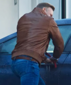 Christmas Less Traveled 2024 Eric Johnson Brown Leather Jacket