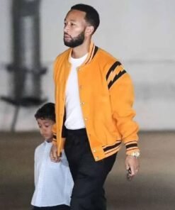 John Legend Street Style Yellow Bomber Jacket