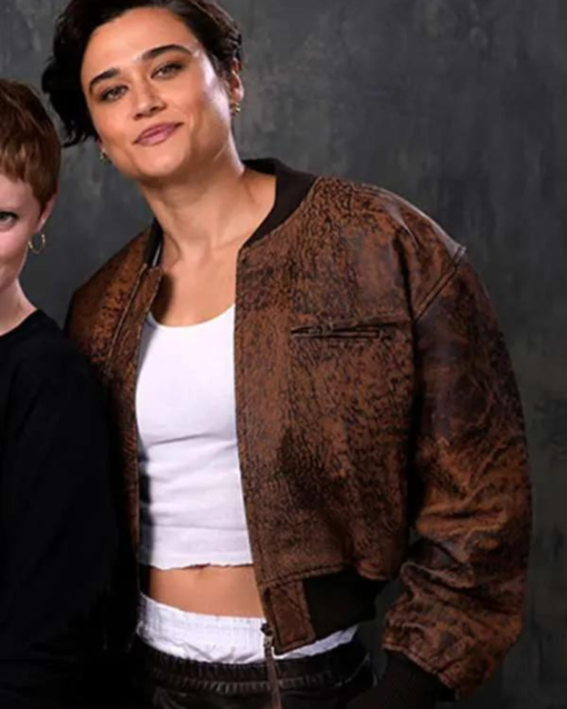 Katy O’brian Love Lies Bleeding Movie Brown Leather Jacket