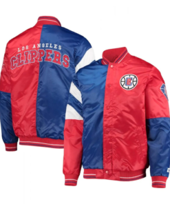 La Clippers Color Block Satin Red And Blue Jacket
