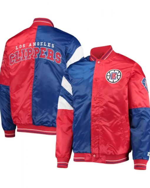 La Clippers Color Block Satin Red And Blue Jacket