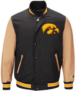 Black Gold NCAA Team Iowa Hawkeyes Varsity Jacket