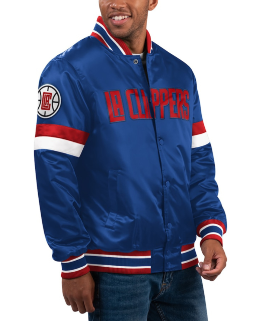 La Clippers Starter Home Game Satin Royal Blue Varsity Jacket