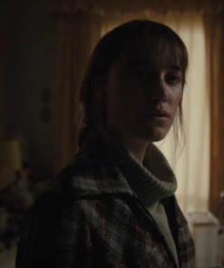 Longlegs 2024 Maika Monroe Plaid Wool Coat