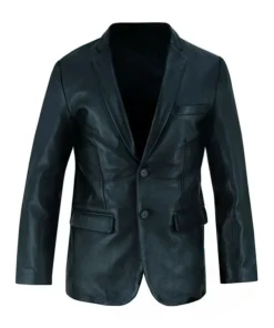 Mens Black Luxurious Leather Blazer