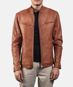 Men’s Ionic Brown Leather Biker Jacket