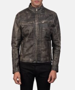 Men’s Ionic Distressed Brown Leather Biker Jacket
