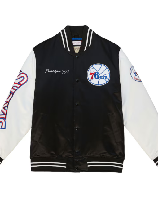 Men’s Philadelphia 76ers Mitchell & Ness Black Varsity Jacket