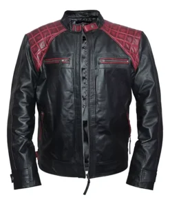 Mens Quilted Black And Maroon Jacket