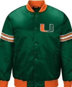 Miami Hurricanes Draft Pick Green Satin Jacket