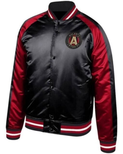 MLS Team Atlanta United Fc Black And Red Satin Jacket