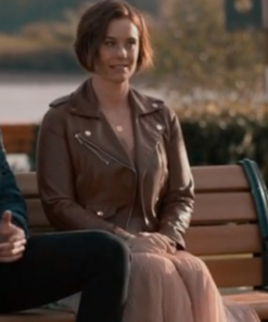 Falling Together 2024 Ashley Williams Brown Leather Jacket