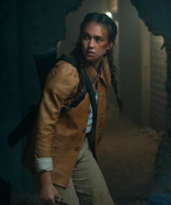 Trigger Warning 2024 Jessica Alba Brown Leather Jacket