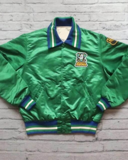 Anaheim Mighty Ducks Green NHL Satin Jacket