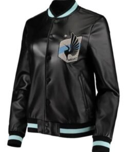 MLS Team Minnesota United FC Black Leather Jacket
