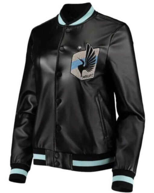 MLS Team Minnesota United FC Black Leather Jacket