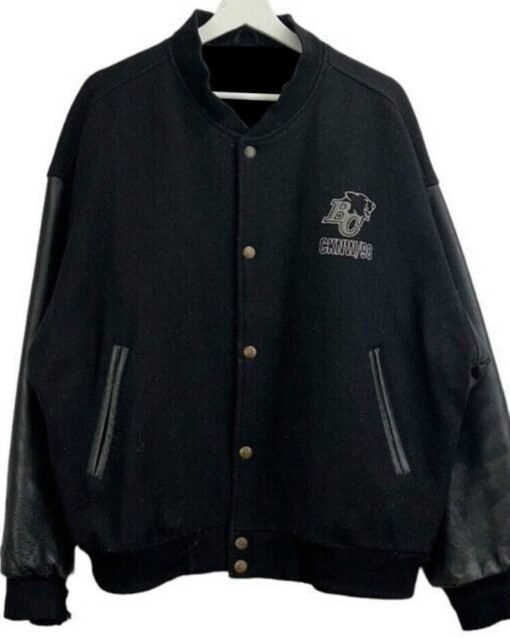 CFL BC Lions CKNW-98 Embroidered Black Varsity Jacket