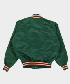 Vintage 90s Green Miami Hurricanes Satin Bomber Jacket