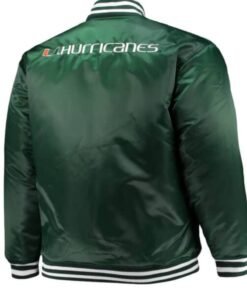 Miami Hurricanes Green Full Zip Satin Jacket