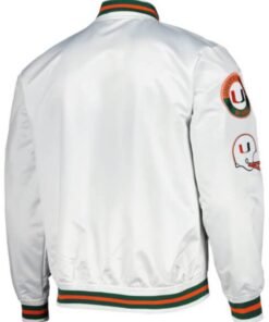 White Miami Hurricanes City Collection Satin Full Snap Jacket