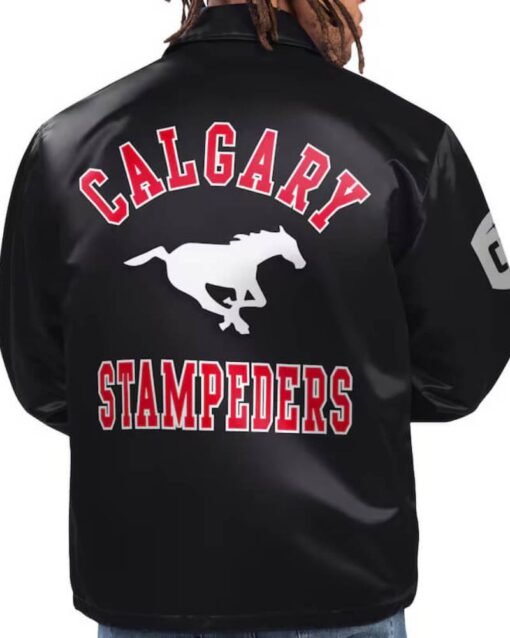 CFL Calgary Stampeders Option Route Black Satin Jacket