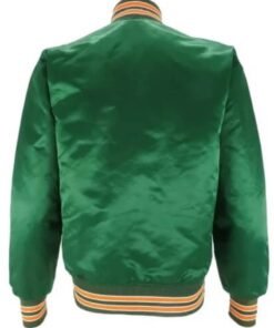 Vintage 80s Green Miami Hurricanes Satin Bomber Jacket