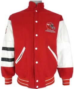 CFL Calgary Stampeders Wool Leather Jacket