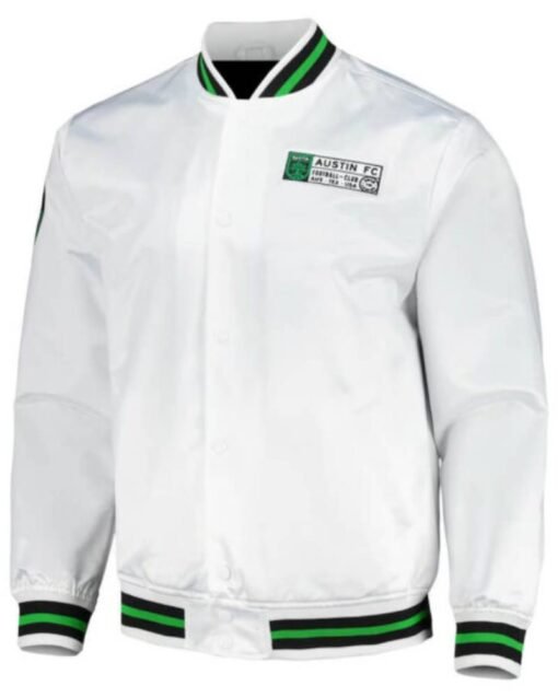 White MLS Team Austin FC Satin Jacket