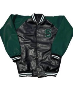 Black Green Michigan State Spartans Letterman Jacket