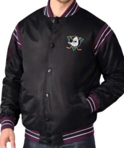 Anaheim Ducks Enforcer NHL Black Satin Jacket