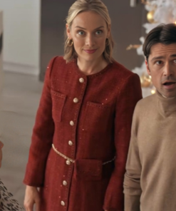 The Christmas Charade Rachel Skarsten Red Dress Coat