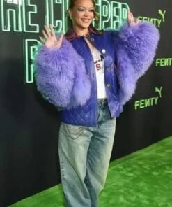 Rihanna Big Bird Purple Fur Jacket