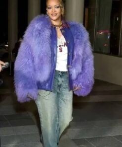 Rihanna Big Bird Purple Fur Jacket