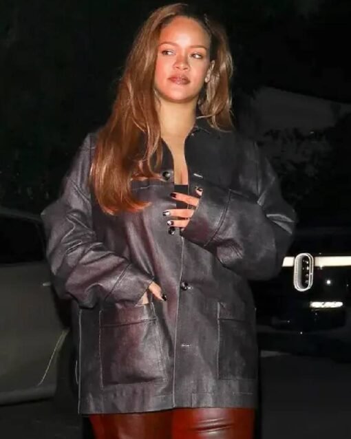 Rihanna San Vicente Bungalows Black Leather Jacket