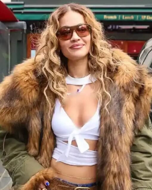 Rita Ora Capital Radio Fur Coat