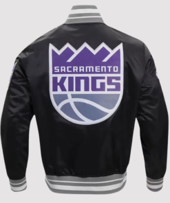 Sacramento Kings Script Tail Black Varsity Jacket
