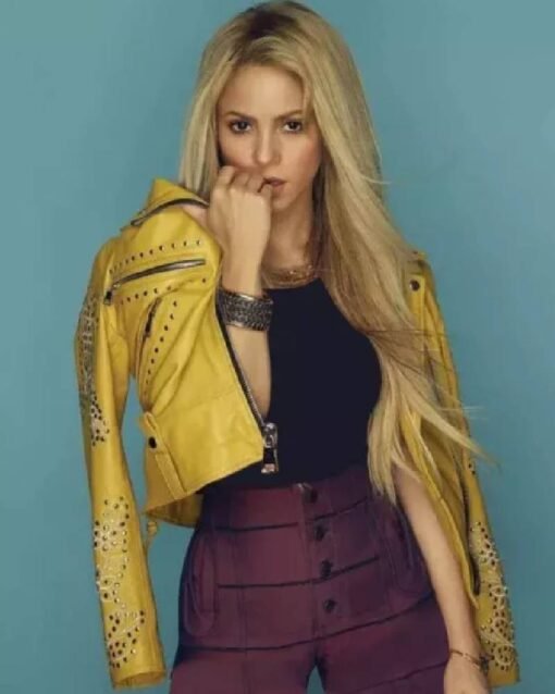 Shakira Yellow Leather Taboo Jacket