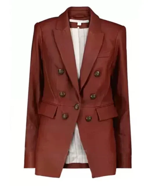 The Flight Attendant Annie Brown Leather Blazer