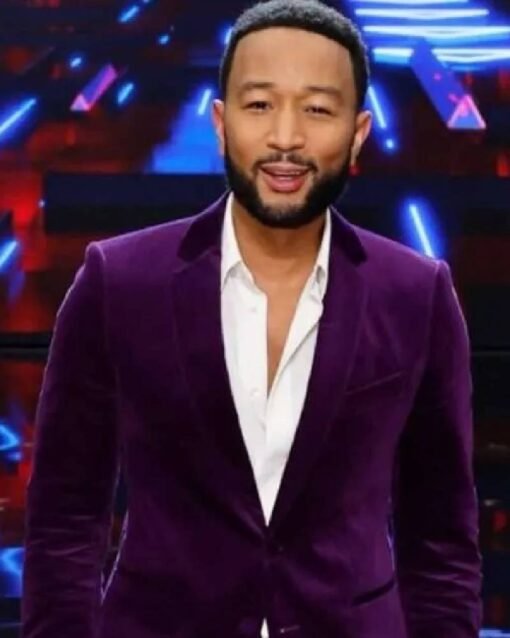 The Voice S24 John Legend Purple Velvet Suit